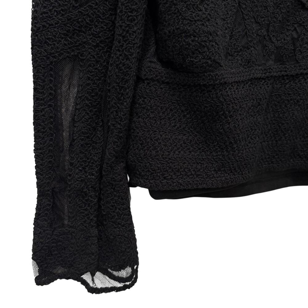 Ultra Pink Blouse Juniors Large Black Crochet Lace Long Sleeve Lined Party Top - Picture 4 of 12
